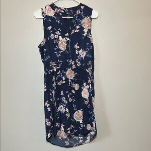 Rue21 Navy High-Low Dress with Pink Floral Print